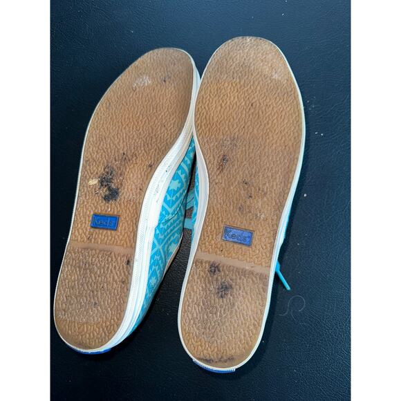 VINTAGE 80's EIGHTIES KEDS TURQUOISE PRINT SNEAKERS 7.5 - Picture 3 of 5
